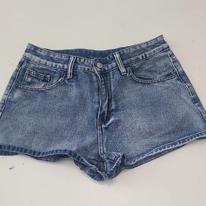 ROMWE Women Jean Short (8-10) Blue Classic Summer Style Star Pockets